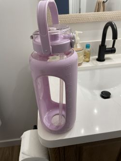 Large Lavender Water Bottle With Straw And Handle
