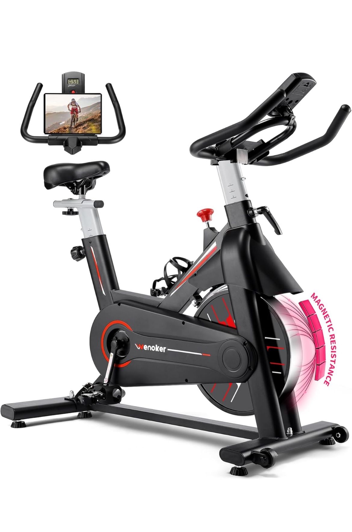 Exercise Bike, WENOKER Stationary Bike for Home/Indoor Cycling Bike, Indoor Bike with Silent Belt Drive, Heavy Flywheel and Digital Display for Home G