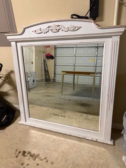 Large White Wooden Mirror