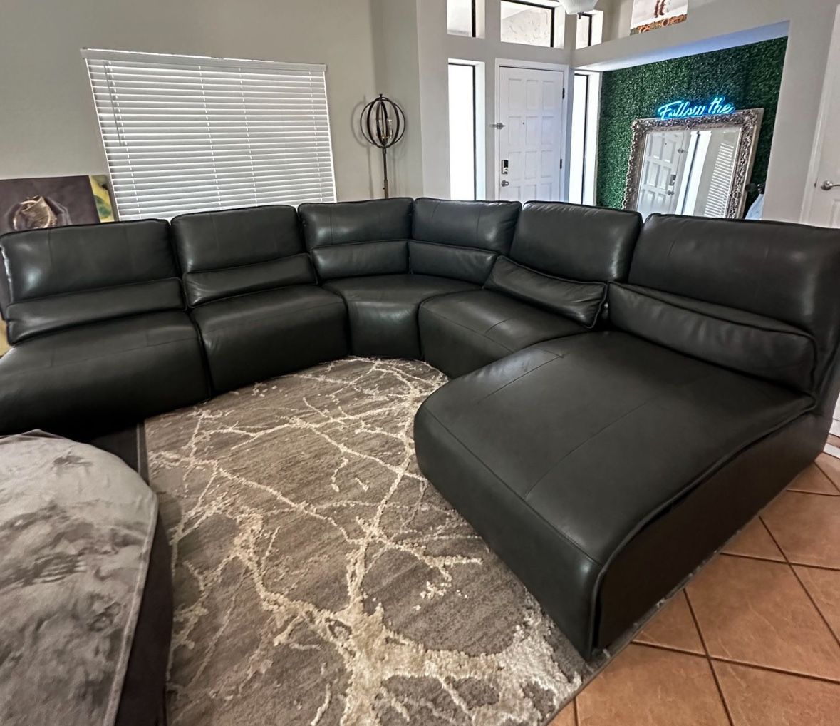 Free Delivery Top Grain Leather Sectional Couch 