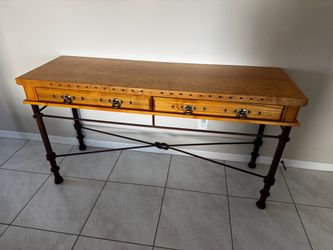 Wood Console Table with Two Drawers