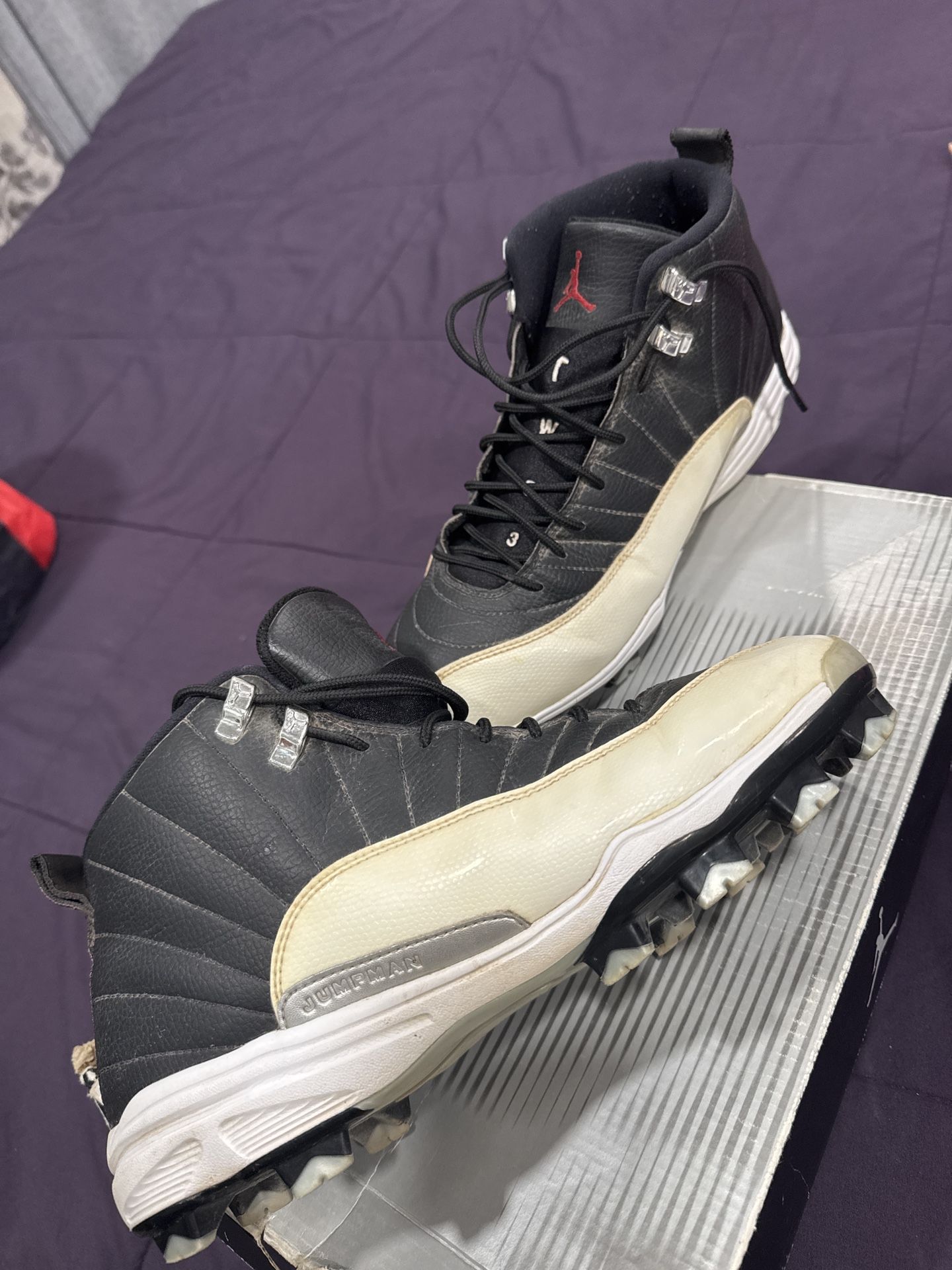 Nike Air Jordan 12 Retro Cleats “Taxi” Size 10 (625219-001)
