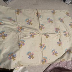 Vintage Baby Dundee Security Receiving Blanket Teddy Bear On Rocking Chair 100% Cotton 