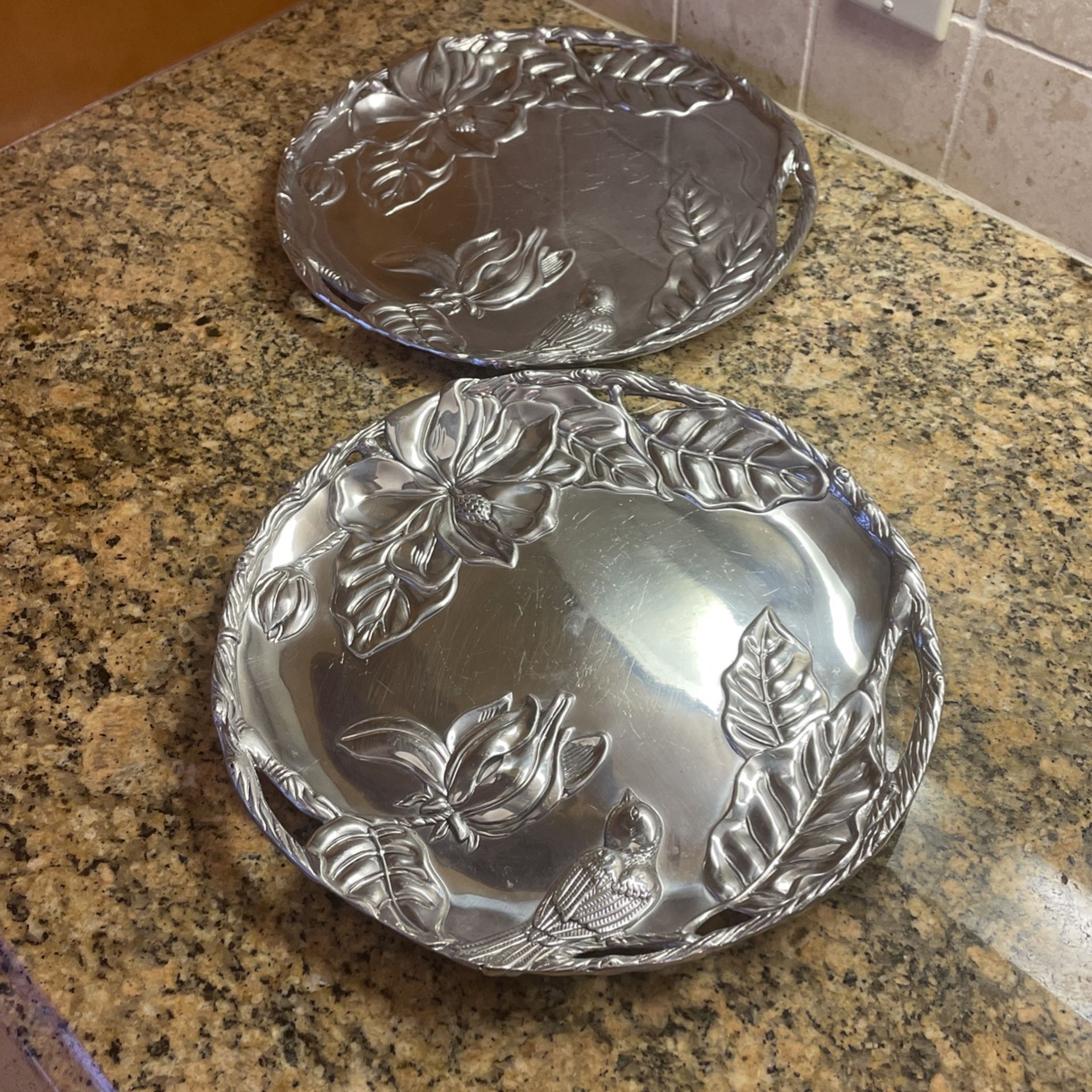 Set Of Arthur Court Magnolia 12” Round Serving Platter/tray $70 - Main Image