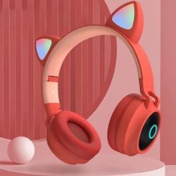 Headphones LED Light Bluetooth Wireless RED