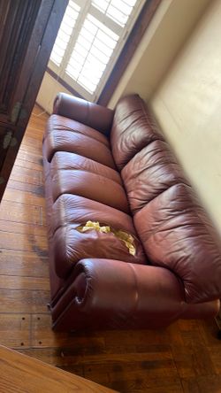 Red leather couch