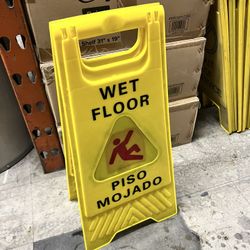 Wet Floor / Piso Mojado Sign Double Sided Yellow Rubbermaid