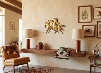 Vintage Mid-Century Brass Galloping Horses Wall Plaque 16" '× 10" Western Ranch Decor