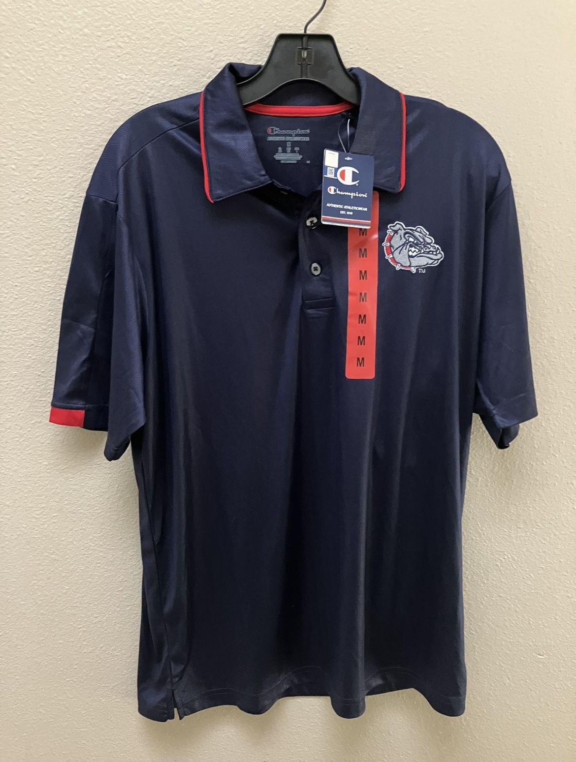BRAND NEW Champion Authentic Gonzaga Bulldogs Zags Blue Short Sleeve Polo Shirt