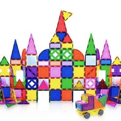 152PC Magnetic Tiles Building Block Toy Building Block Magnets Construction Sensory Toys Gifts Set for STEM Educational Playset Kid Brain Development 