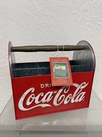 Vintage Coca Cola Tin Metal Caddy With Tags New Never Used Located In Palm Springs CA