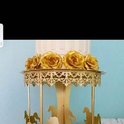 Big Gold Carousel Cake Stand, Cup cake Stand, Nursery decor, Carousel Themed Party