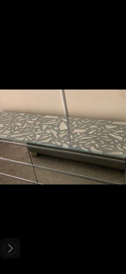 Six Drawer Mirrored Dresser With Glass Top