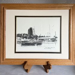 Vintage Signed And Numbered Hal Burns Maloney Gig Harbor, WA Print
