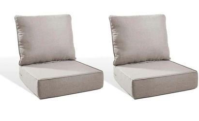 PlushCore 4-Piece Outdoor Patio Cushion Set – 22" x 24" x 6" – Beige – Set of 2