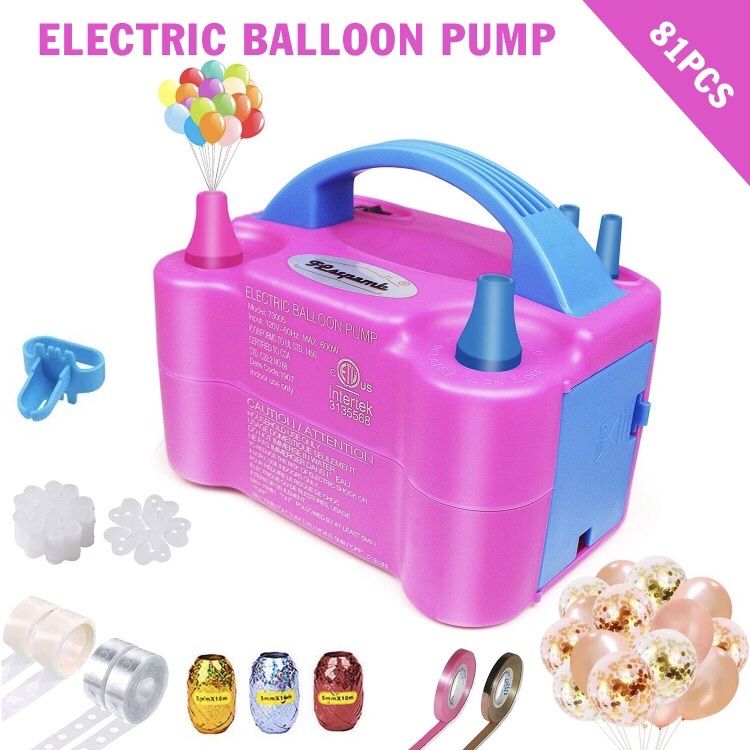 Electric Balloon Pump, Portable Dual Nozzle Blower Pump/Inflator for party decoration, Birthday, Wedding, Events with balloons and other accessories