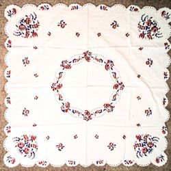Vintage Hungarian 40 X 40 Inch Table Cloth