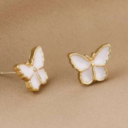 White Butterfly Earrings 