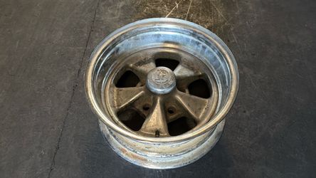One Cal Chrome 14x6 Inch reverse offset Cragar style Wheel 5x4.5 Or 5x4.75 Lugs