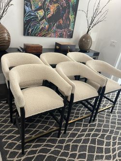 PER STOOL - Stunning FRONTGATE AUDEN COUNTER HEIGHT BOUCLE , Espresso frame