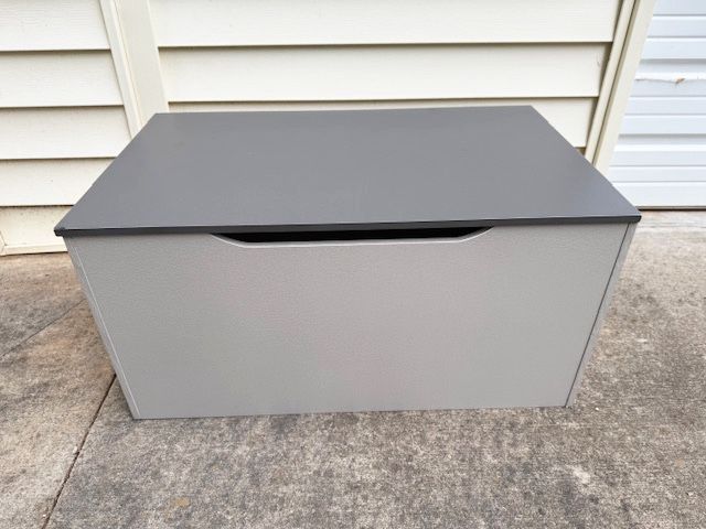New, Firm, Flat Bench Top Toy and Storage Box, Gray/Charcoal