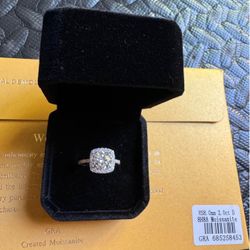 2ct Moissanite Silver Ring With Certificate Size 6 Or Size 7 Or 8.25