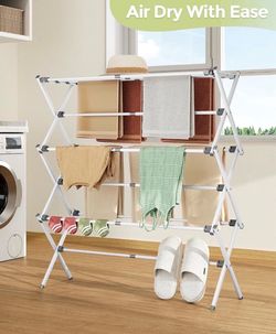 Drying Rack Clothing - 3 Tier Metal Clothes Drying Rack Collapsible, Laundry Drying Rack Expandable, Small Clothe Airer for Baby Clothes Towel Bib Soc
