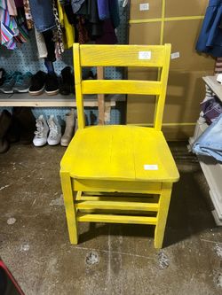 Bright Yellow Solid Wood Chair - Farmhouse Style
