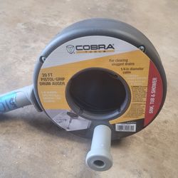Pistol-grip Drum Auger  1/4" diameter cable x 20 ft