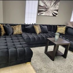 Ariana Black Velvet Doble Chaise Sectional❤️✨ we have delivery🚛👍🏻 today $49 down Price: $2,449