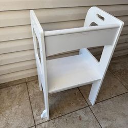 White Wooden Kids Kitchen Step Stool