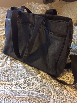 31 Thirty One Suite Success Tote Bag Denim Herringbone Hostess