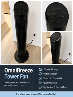 🌬️ OmniBreeze Tower Fan – Black 🌬️