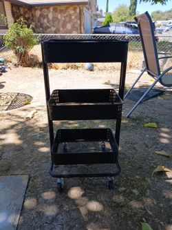 Black 3-Tier Metal Rolling Cart