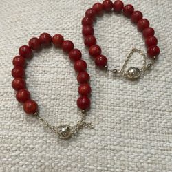 Red Sponge Coral Beaded Bracelet  