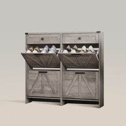 Shoe Storage Cabinet With 4 Flip Drawers And 2 Drawers