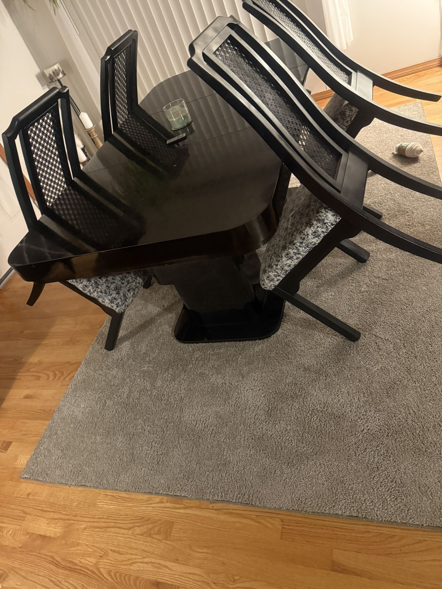 Black Lacquer Dining Room Table Set 