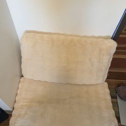 Fluffy Beige Foldable Couch