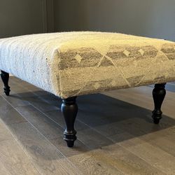  Annie Selke Designer Jute Bench Ottoman – Neutral, Excellent Condition