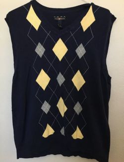 Club Room Size Large Navy Blue And Yellow Sweater Vest