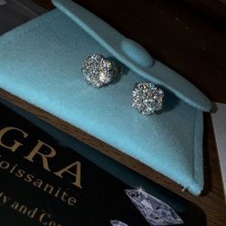 VVS Moissanite Flower Earrings