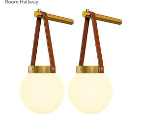 Battery Operated Wall Sconces Set of 2., Gold Wall Lamps for Bedroom with Remote Control