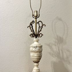 Vintage Alabaster Lamp Base - Carved Marble Antique Lamp