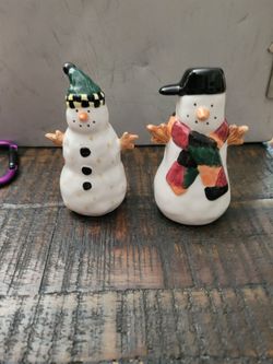 Sakura Snowman Salt and Pepper Shakers