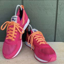 REEBOK Womens Royal Flag Ortholite Orange & Hot Pink Walking Shoes Size 7.5