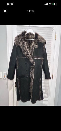 LAmb  Shearling Leather Fur Jacket Black size medium