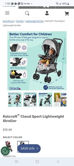 Kolcraft Cloud Sport Lightweight Stroller $60