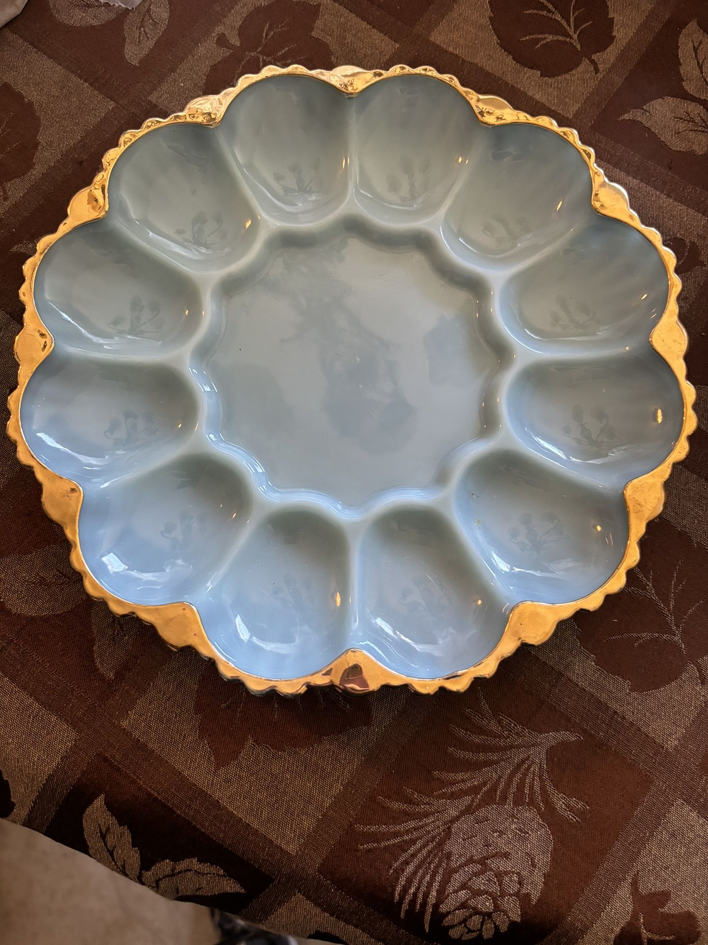 Blue Milk Glass Egg Plate