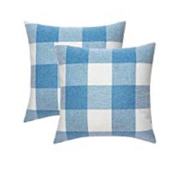 Brand new JUSPURBET Christmas Buffalo Check Plaid Throw Pillow Covers,Pack of 2 Farmhouse Cotton Linen Pillow Cushion Case for Couch Bed Sofa,22x22 In