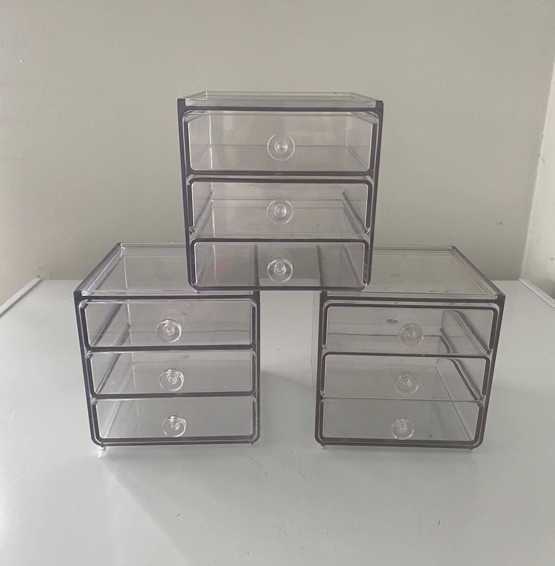3 Small Acrylic Stackable Drawers 